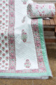 Image for Kusvaa Kaq155 Catskill White And Morning Glory Green Double Bed Quilt Look
