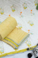 Image for Kusvaa Kaq159 Ronchi Yellow Baby Quilt With Hand Block Print Closeup