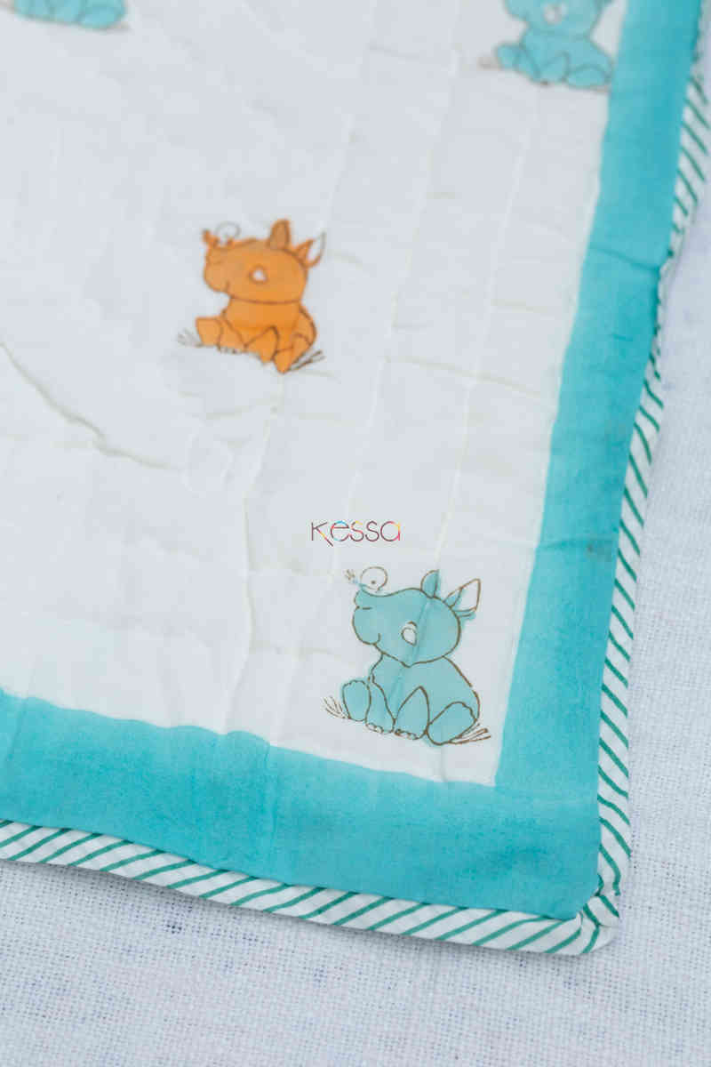 Image for Kusvaa Kaq161 Rocky Rhino Baby Quilts With Hand Block Print Look 1
