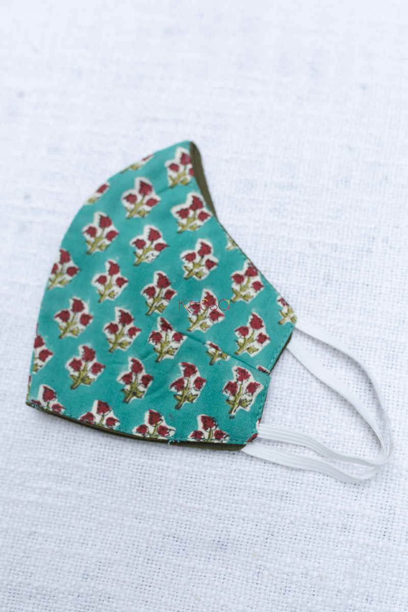 Image for Kusvaa Kfm11 Cotton Printed Face Masks Set Of 3 Turquoise