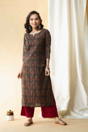 Image for Kusvaa Taf58 Sariya Kurta With Hand Block Print Featured