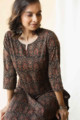 Image for Kusvaa Taf58 Sariya Kurta With Hand Block Print Sitting