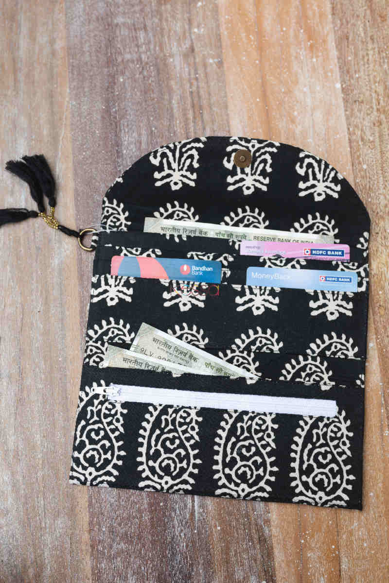 Image for Kusvaa Vca17 Amaya Clutch With Beads And Tassels Open