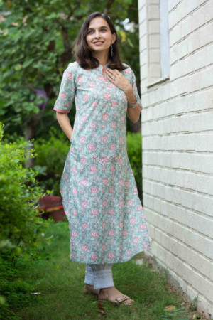 Image for Kusvaa Vcr54 Rabiya Straight Kurta With Floral Print Featured