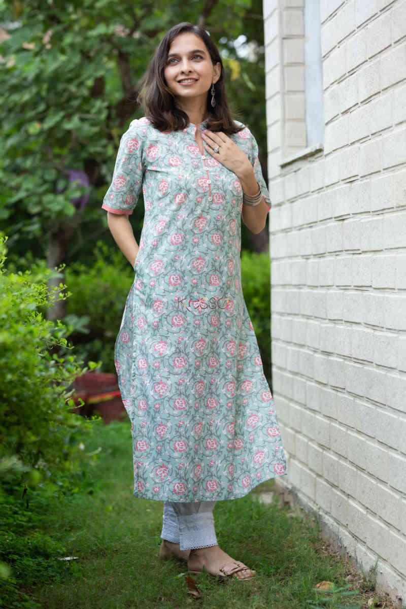 Image for Kusvaa Vcr54 Rabiya Straight Kurta With Floral Print Featured