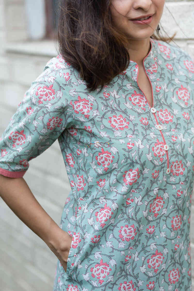 Image for Kusvaa Vcr54 Rabiya Straight Kurta With Floral Print Side 1