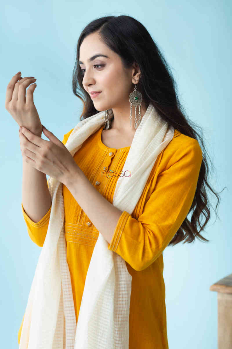 Image for Kusvaa Vcr55 Zarnaab Kurta With Pintucks And Embroidery Dupatta