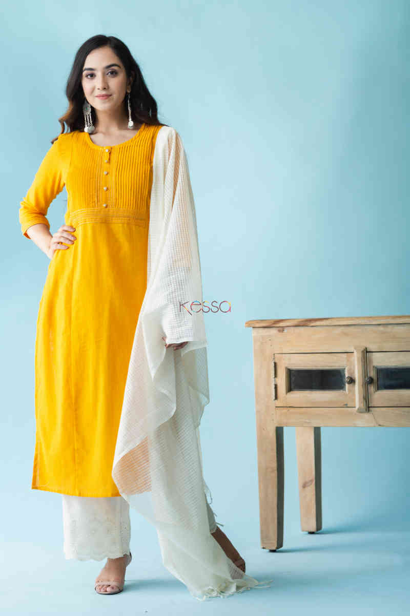 Image for Kusvaa Vcr55 Zarnaab Kurta With Pintucks And Embroidery Look 1