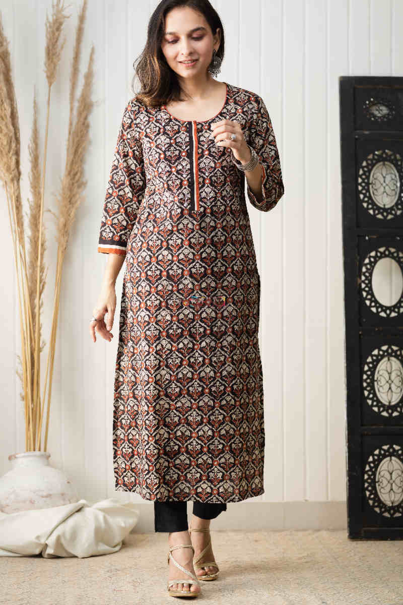 Image for Kusvaa Vcr62 Khuloos Kurta With Hand Block Print Look