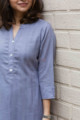 Image for Kusvaa Ws713 Nafees Kurta With Moti And Shell Button Details Closeup