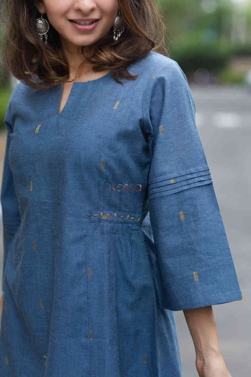 Image for Kusvaa Ws714 Vyoma Short Kurti With Bead Embellishments Closeup