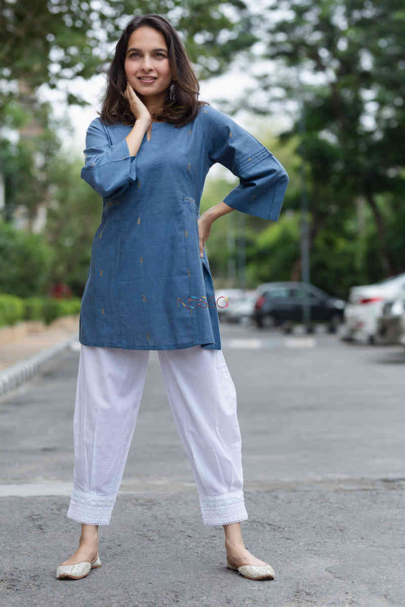 Image for Kusvaa Ws714 Vyoma Short Kurti With Bead Embellishments Front