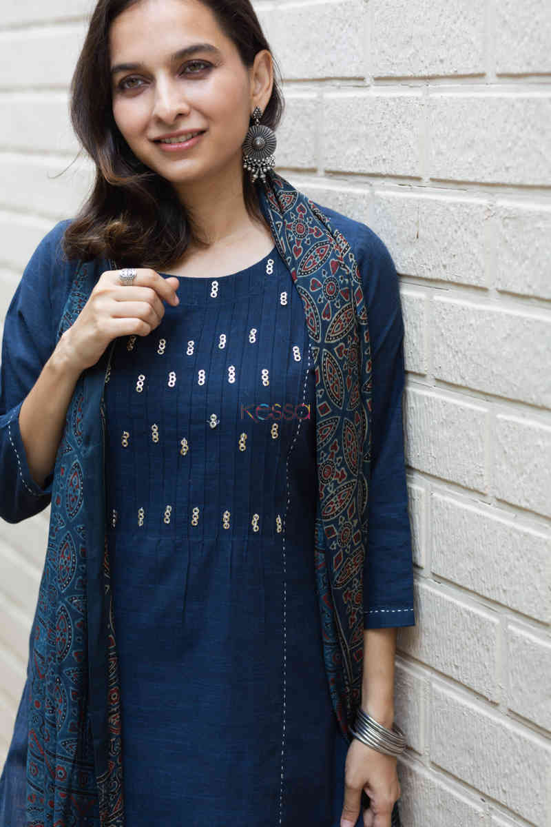 Image for Kusvaa Ws716 Jemisha Kurta With Kantha And Sequin Details Front 1 1