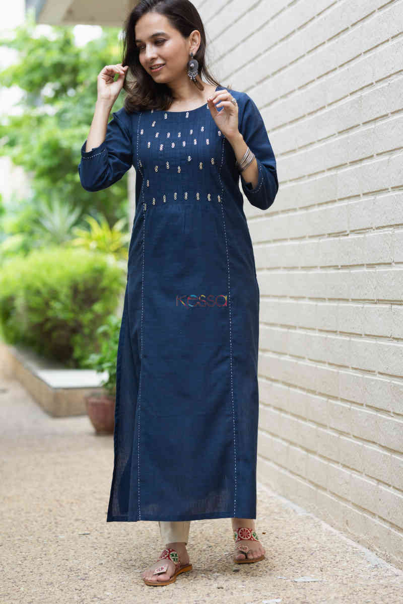 Image for Kusvaa Ws716 Jemisha Kurta With Kantha And Sequin Details Front 1
