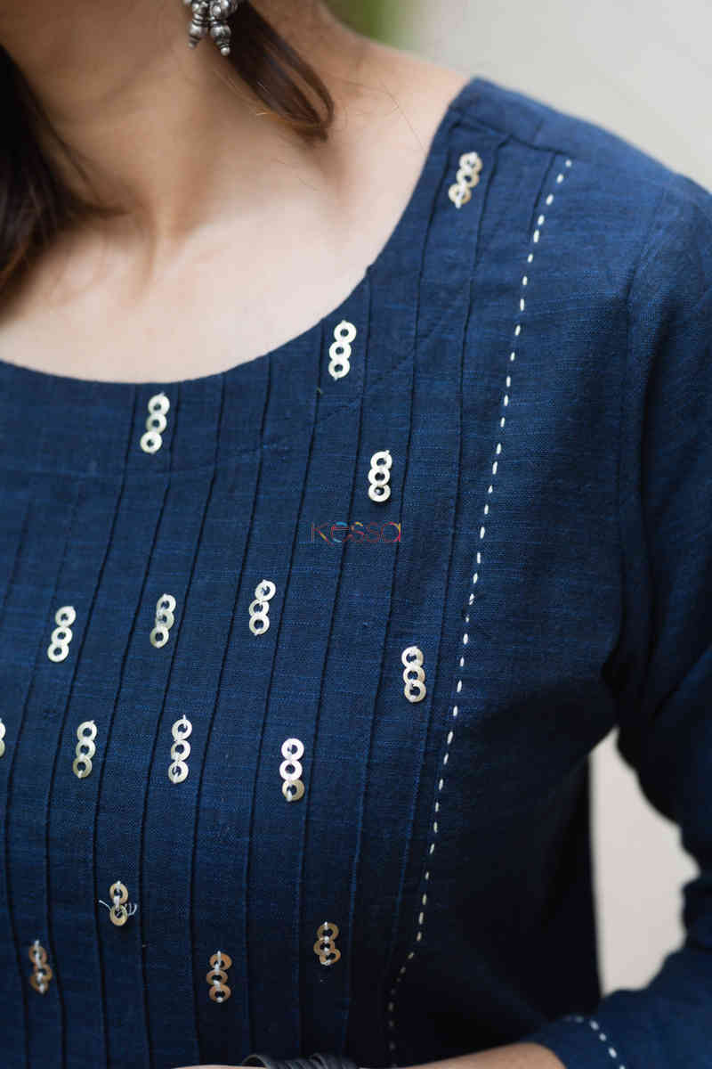 Image for Kusvaa Ws716 Jemisha Kurta With Kantha And Sequin Details Neck 1