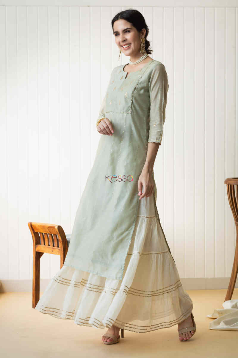 Image for Kusvaa Ws718 Ahima Kurta With Pittan And Gota Work Side 1