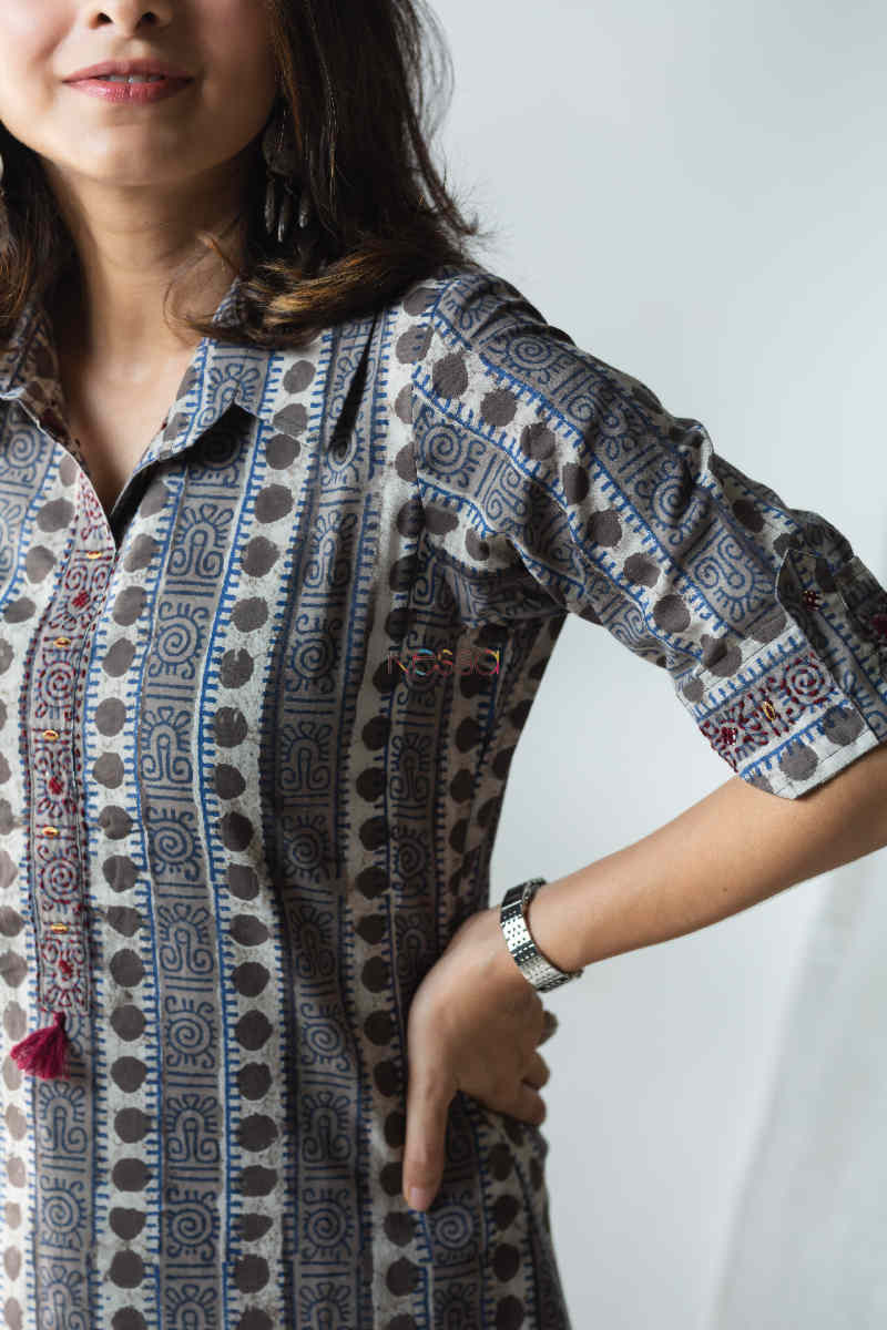 Image for Kusvaa Ws720 Funkaar Semi A Line Kurta Closeup