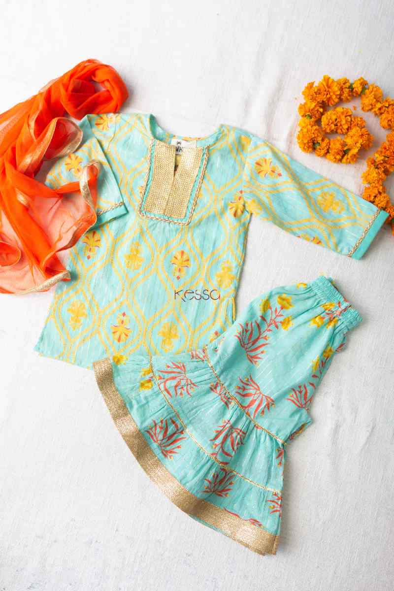 Image for Kusvaa Aj27 Jhilik Kurta Sharara Set With Dupatta Featured