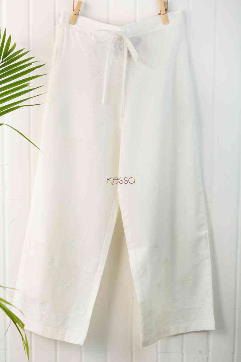 Image for Kusvaa Sap10 Malmal Lukhnawi Palazzo Offwhite Featured