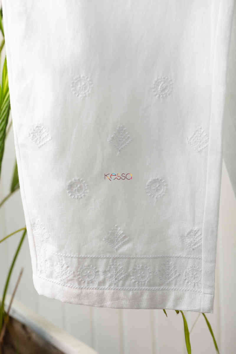Image for Kusvaa Sap10 Malmal Lukhnawi Palazzo White Closeup