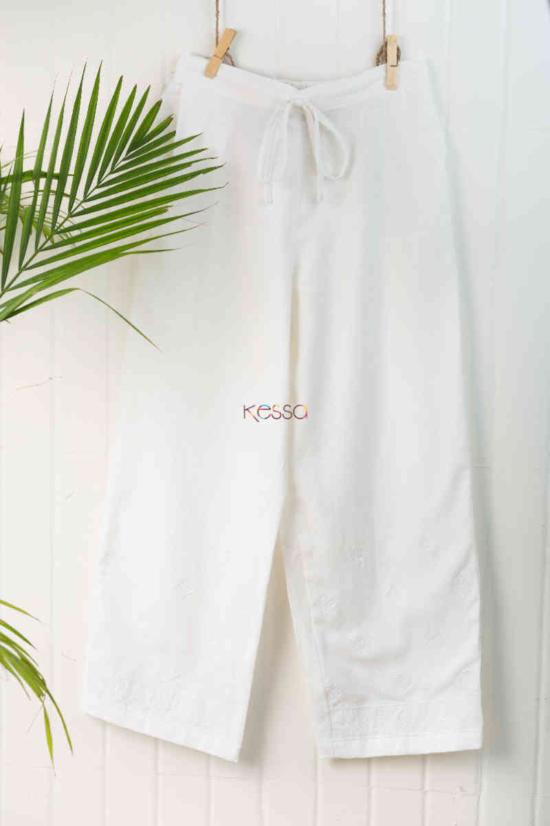 Image for Kusvaa Sap10 Malmal Lukhnawi Palazzo White Featured