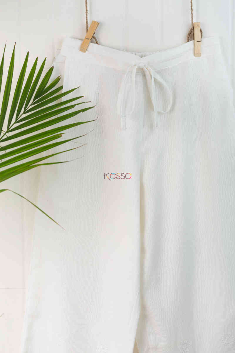 Image for Kusvaa Sap10 Malmal Lukhnawi Palazzo White Look