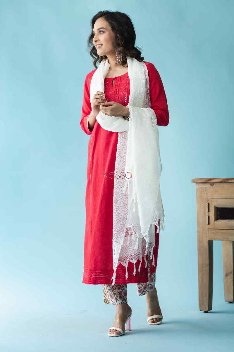 Image for Kusvaa Vcr66 Yasm Cotton Straight Kurta And Pant Set 1 Look 1