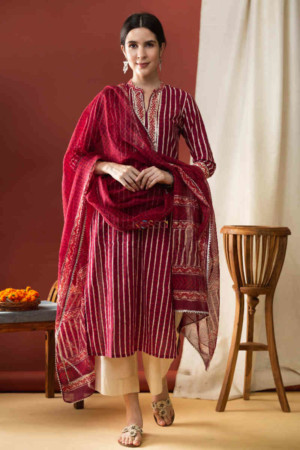 Image for Kusvaa Vcr69 Khushnuma Staright Kurta And Dupatta Set Featured