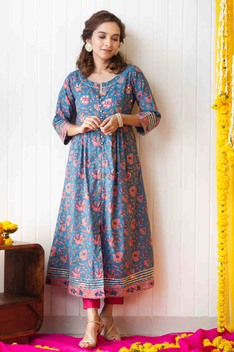 Image for Kusvaa Vcr84 Daryah A Line Front Open Kurta Front