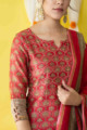 Image for Kusvaa Ws728 Sindura Straight Kurta And Dupatta Set Closeup