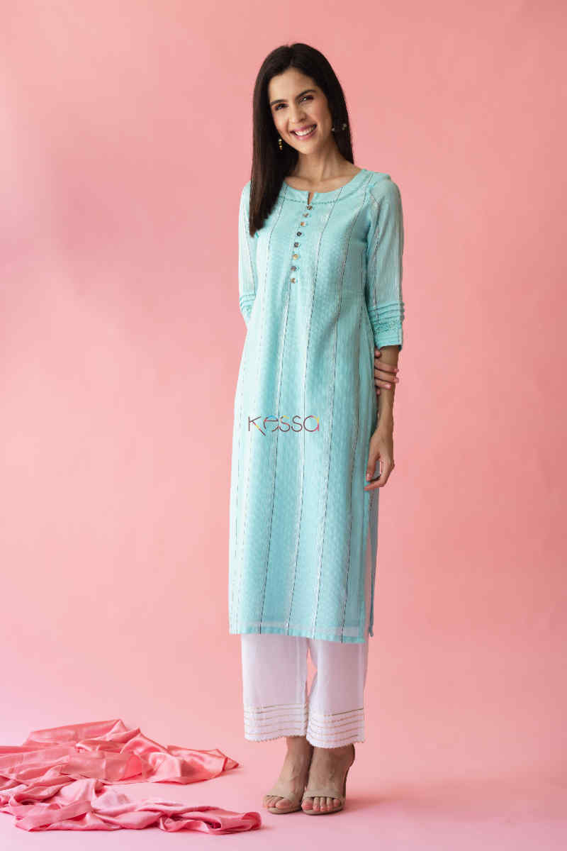 Image for Kusvaa Ws733 Ekambari Straight Kurta Look 1