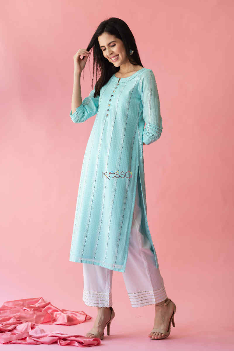 Image for Kusvaa Ws733 Ekambari Straight Kurta Side 1