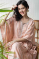 Image for Kusvaa Ws736 Maliha Pink Cotton Kaftan With Mirror Work Sitting