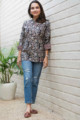 Image for Kusvaa Ws737 Elegant Shirt Style Cotton Block Printed Kurti Look