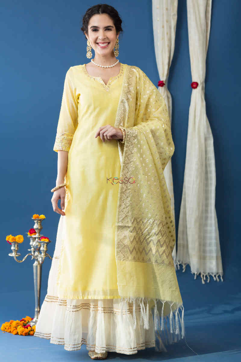 Image for Kusvaa Ws752 Bareeq Straight Kurta With Dupatta Featured