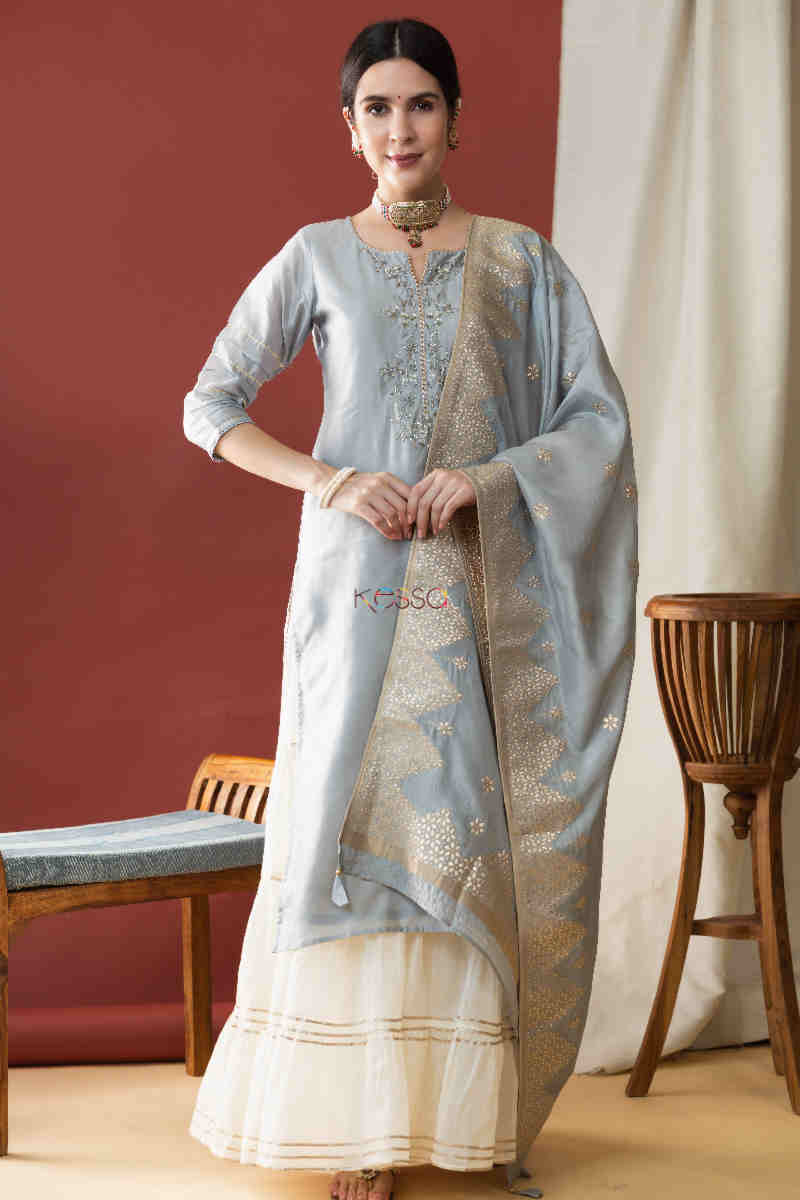 Image for Kusvaa Ws758 Miral Straight Kurta And Dupatta Set Front 1