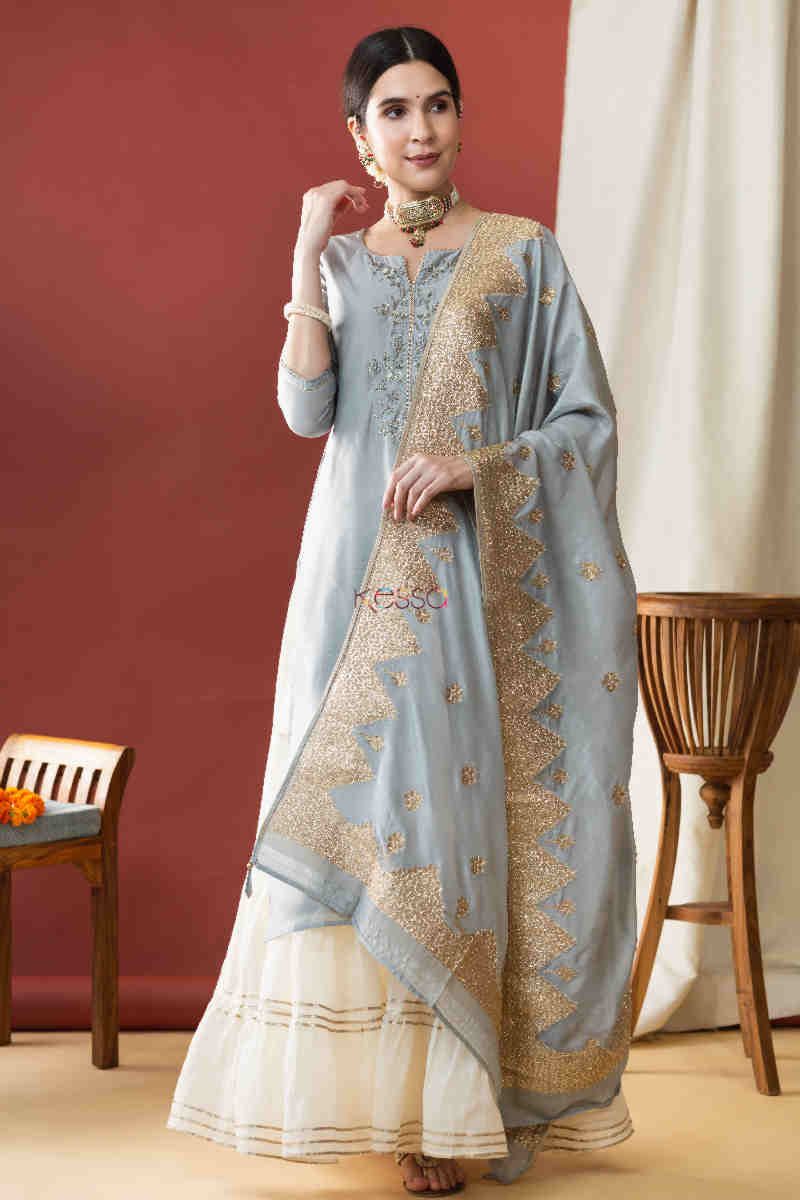 Image for Kusvaa Ws758 Miral Straight Kurta And Dupatta Set Look