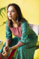 Image for Kusvaa Wsr226 Kibra Handblock A Line Kurta Sitting
