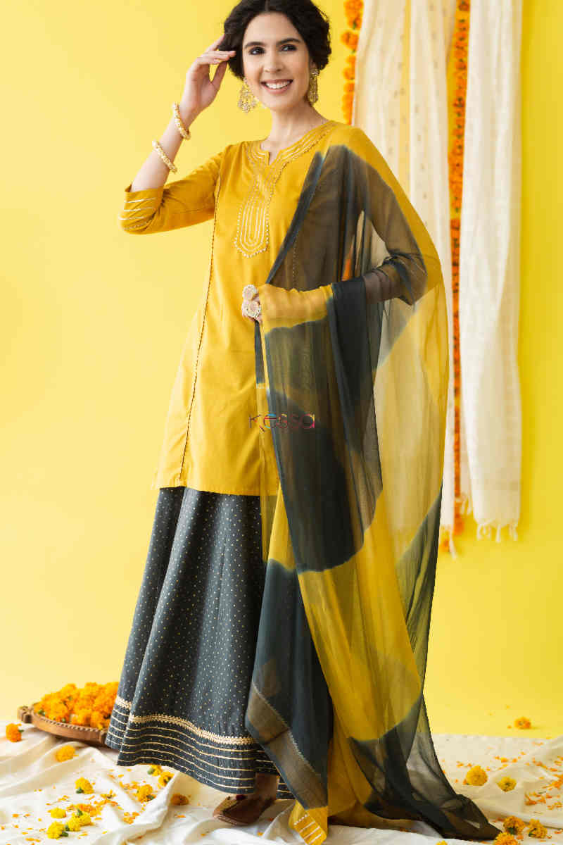 Image for Kusvaa Wsr234 Elnur Kurta And Skirt With Dupatta Set Front