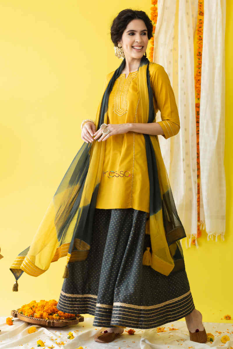 Image for Kusvaa Wsr234 Elnur Kurta And Skirt With Dupatta Set Look