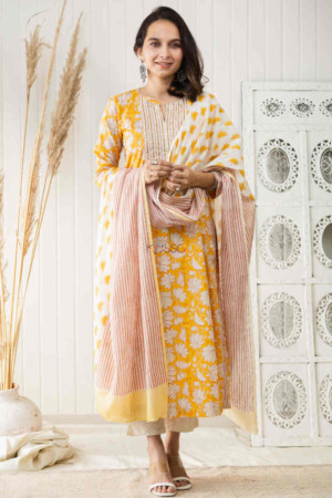 Image for Kusvaa Kuoj155 Arpi A Line Kurta With Dupatta Set Featured