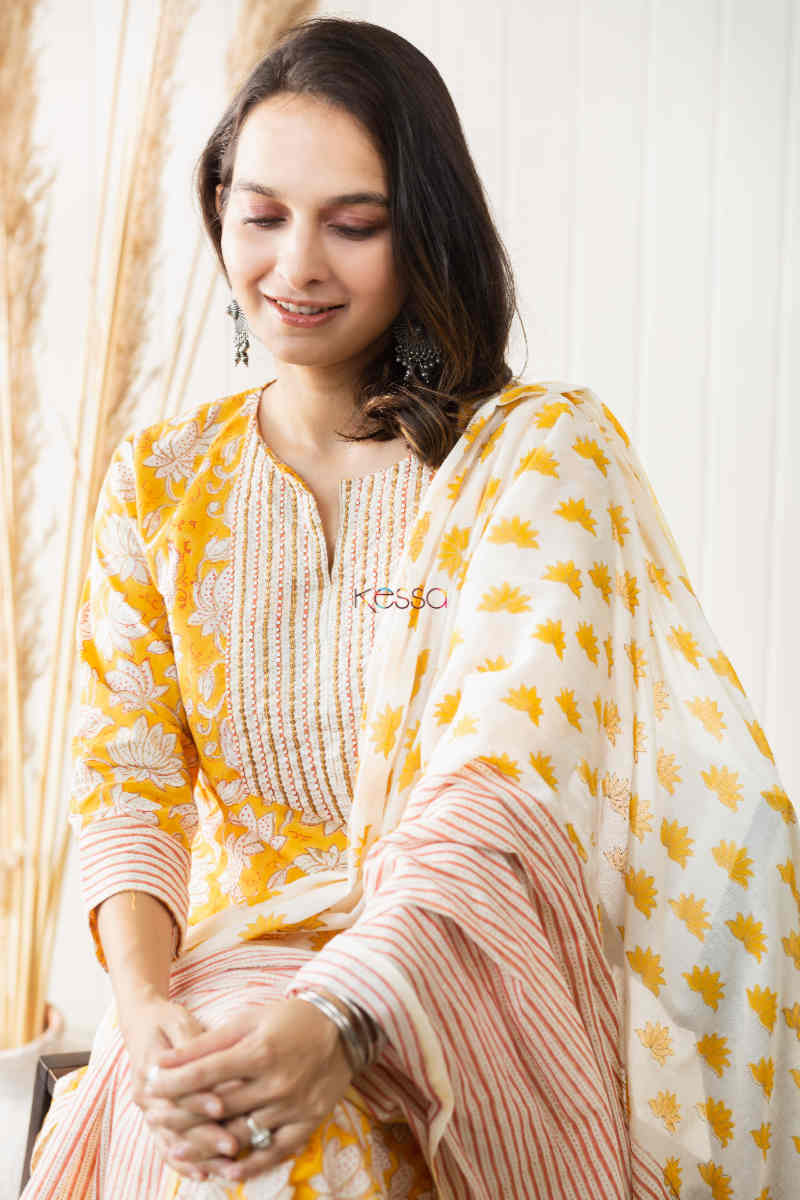 Image for Kusvaa Kuoj155 Arpi A Line Kurta With Dupatta Set Sitting