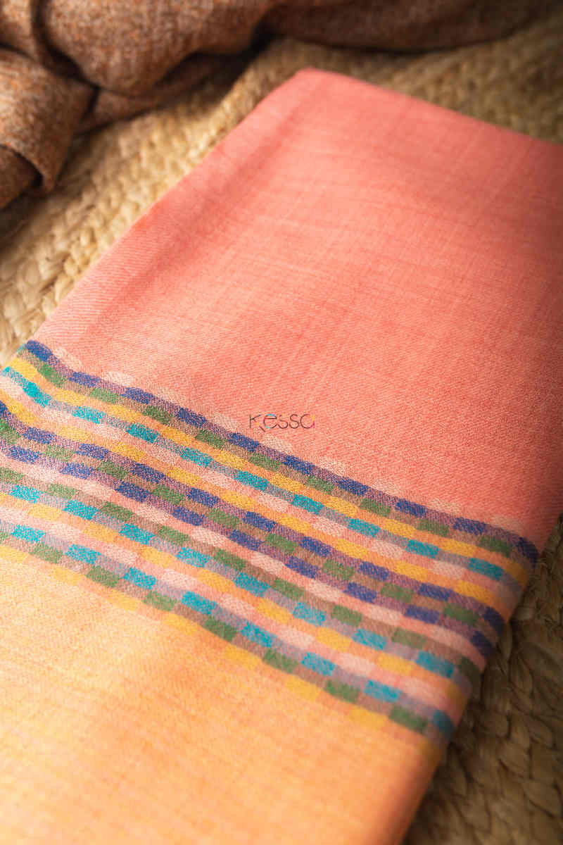 Image for Kusvaa Kusl29 Apricot Peach Dobby Shawl Closeup