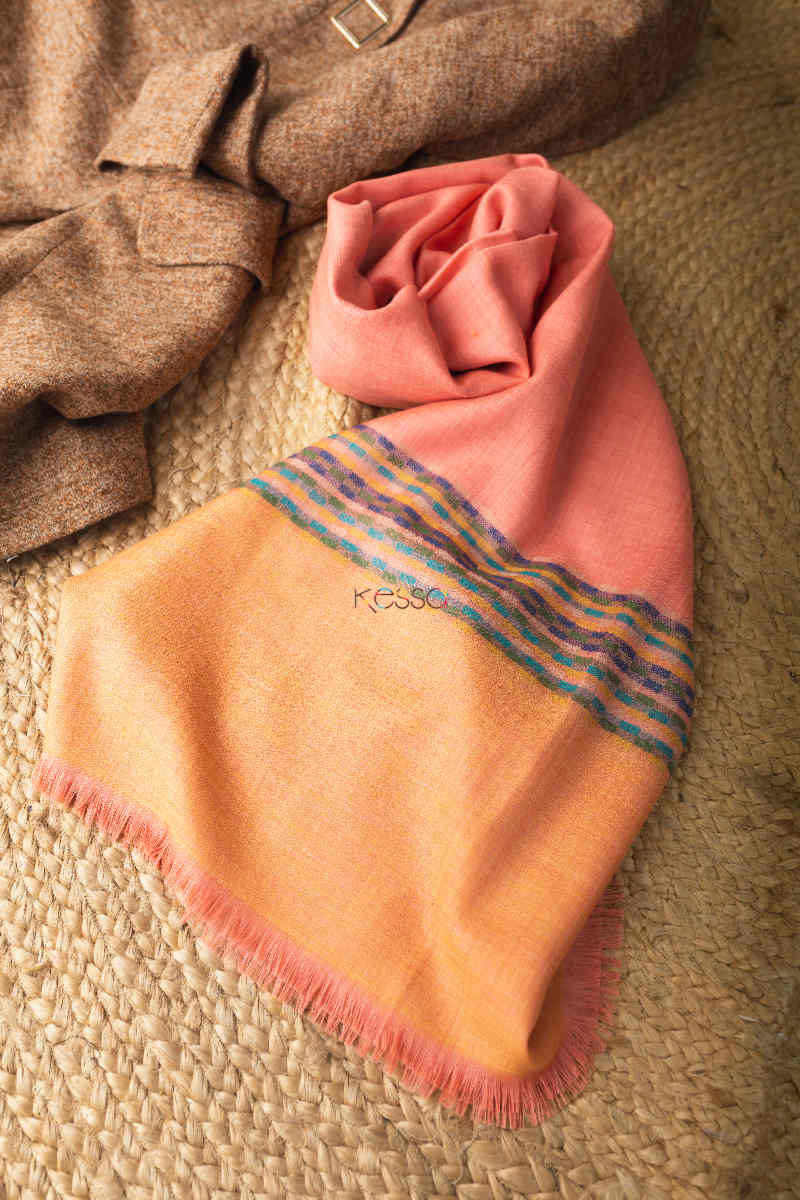 Image for Kusvaa Kusl29 Apricot Peach Dobby Shawl Look
