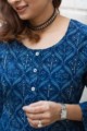 Image for Kusvaa Wsr242 Manju Indigo Staight Fit Kurta Closeup