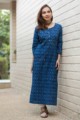 Image for Kusvaa Wsr242 Manju Indigo Staight Fit Kurta Front
