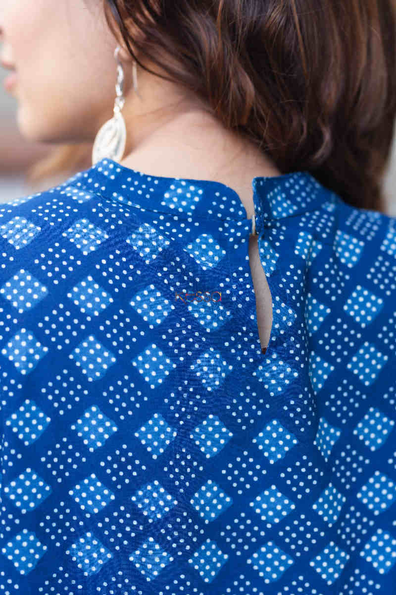 Image for Kusvaa Avdaf76 Avisha Indigo Short Dress Back