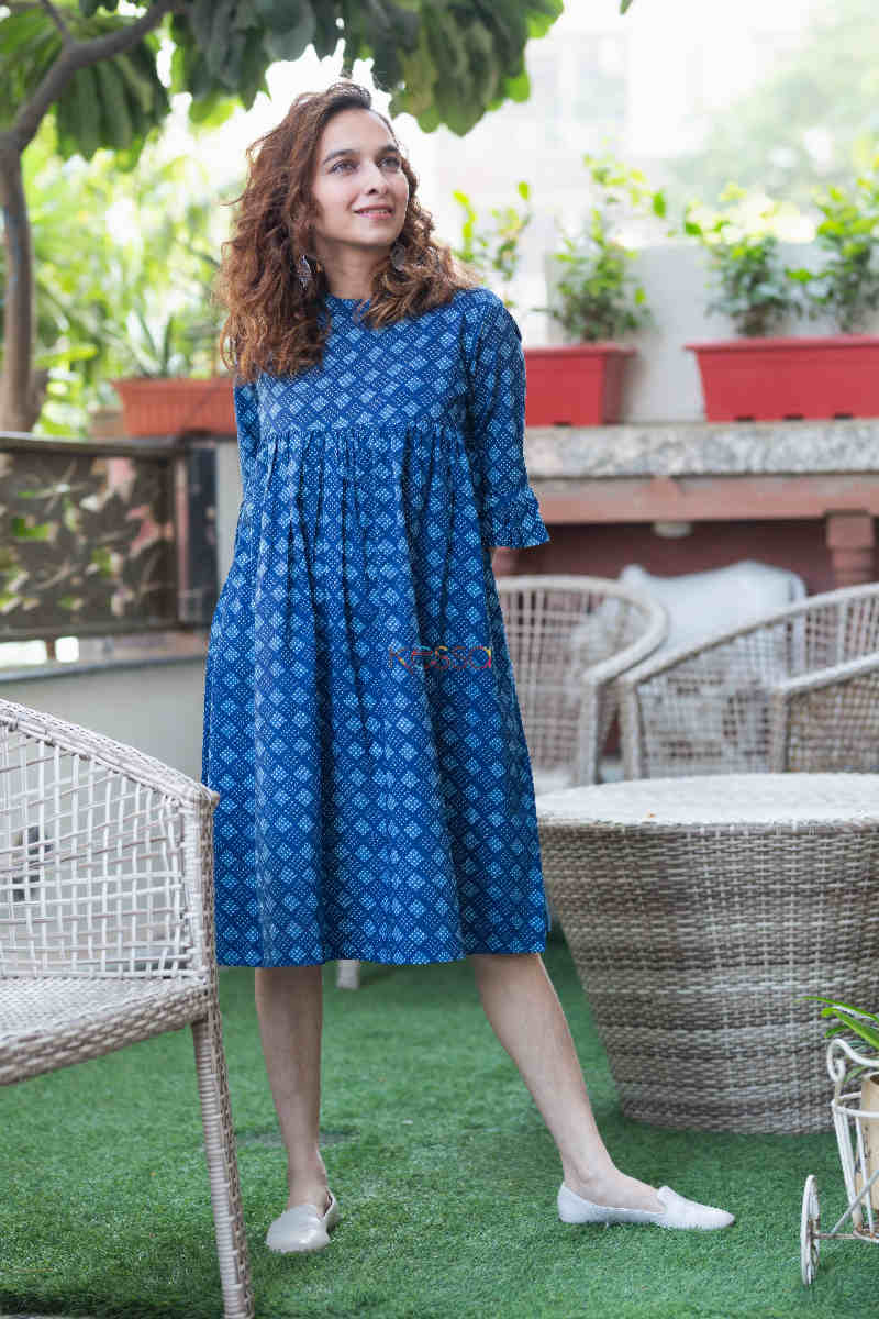 Image for Kusvaa Avdaf76 Avisha Indigo Short Dress Front 1