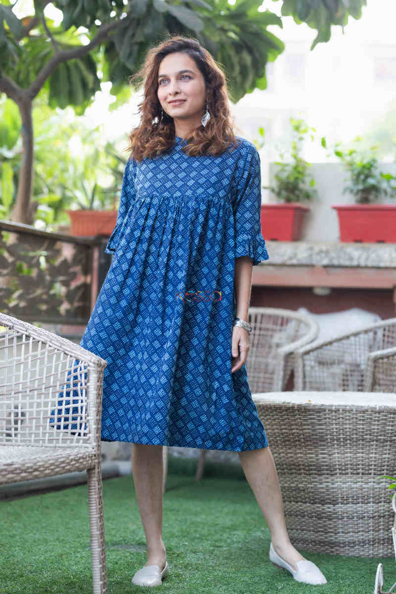 Image for Kusvaa Avdaf76 Avisha Indigo Short Dress Front
