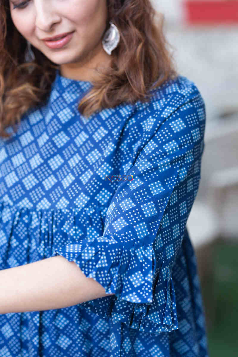 Image for Kusvaa Avdaf76 Avisha Indigo Short Dress Sleeves